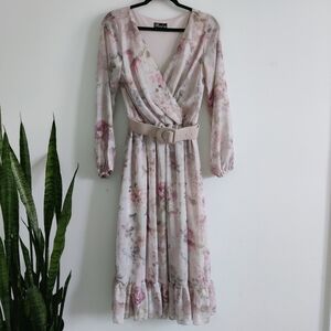 Free People like Floral Boho Pink Midi Dress L